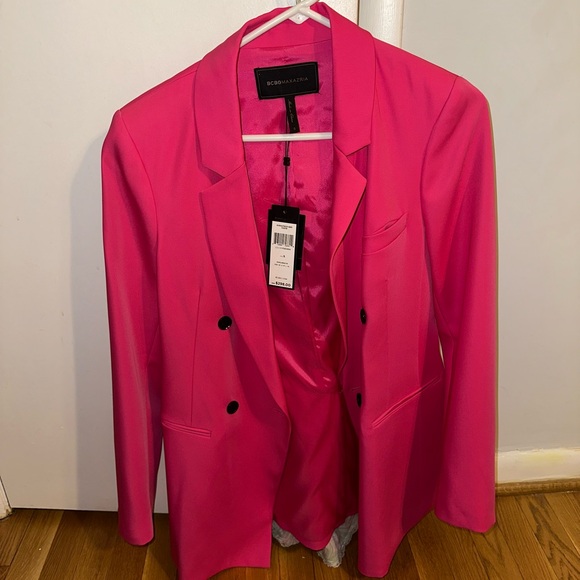 BCBGMaxAzria Vibrant Pink Double-Breasted Blazer - Picture 3 of 5